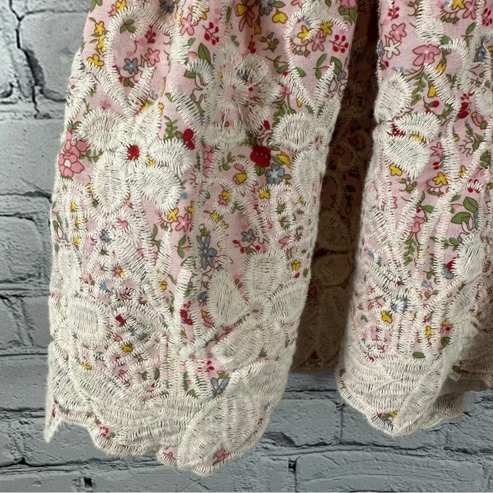 Laura Ashley London Sleeveless Dress Floral Ruffled Lined Buttons Pink 18 Months
